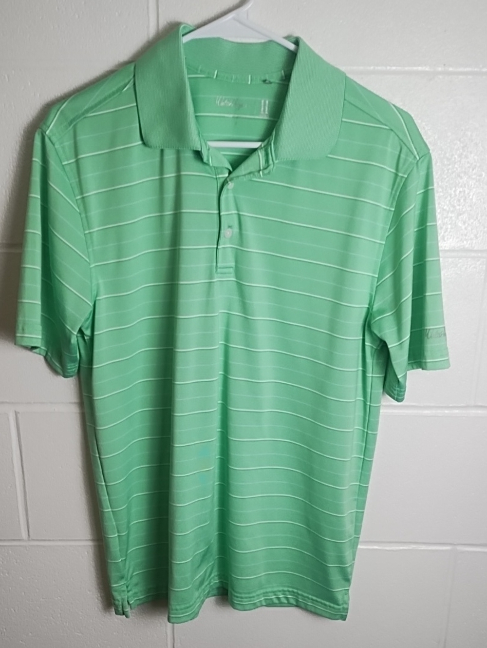Walter Hagens Essentials Men's Striped Golf Polo Shirt Green Small